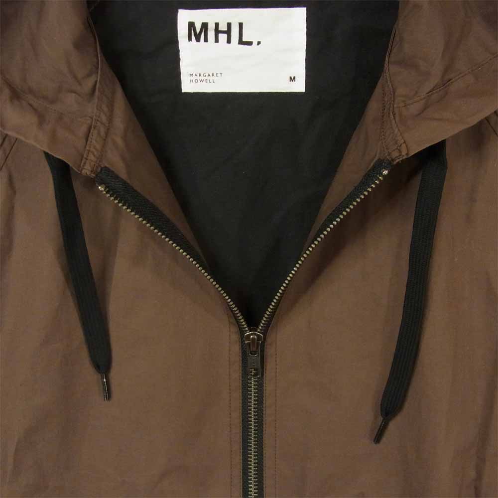 MARGARET HOWELL マーガレットハウエル 19AW ROOFED FINE COTTON TWILL コーティング加工 ジップ フード ジャケット ブラウン系 M【中古】