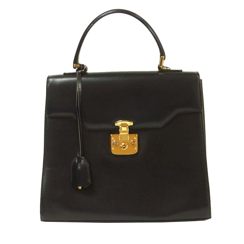 GUCCI グッチ レディロック ハンド バッグ ショルダー レザー 鍵付き イタリア製 ブラック系【中古】