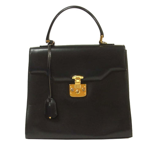 GUCCI グッチ レディロック ハンド バッグ ショルダー レザー 鍵付き イタリア製 ブラック系【中古】
