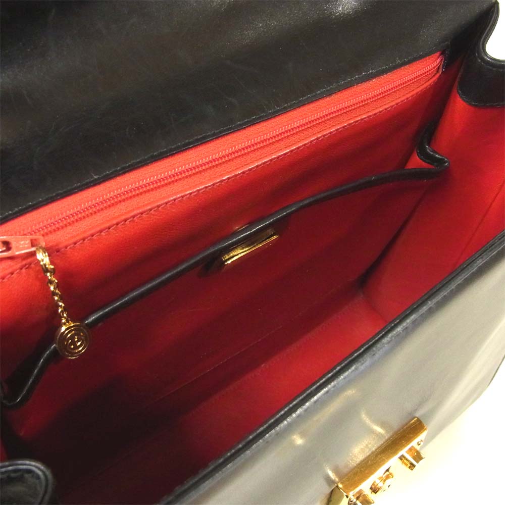GUCCI グッチ レディロック ハンド バッグ ショルダー レザー 鍵付き イタリア製 ブラック系【中古】