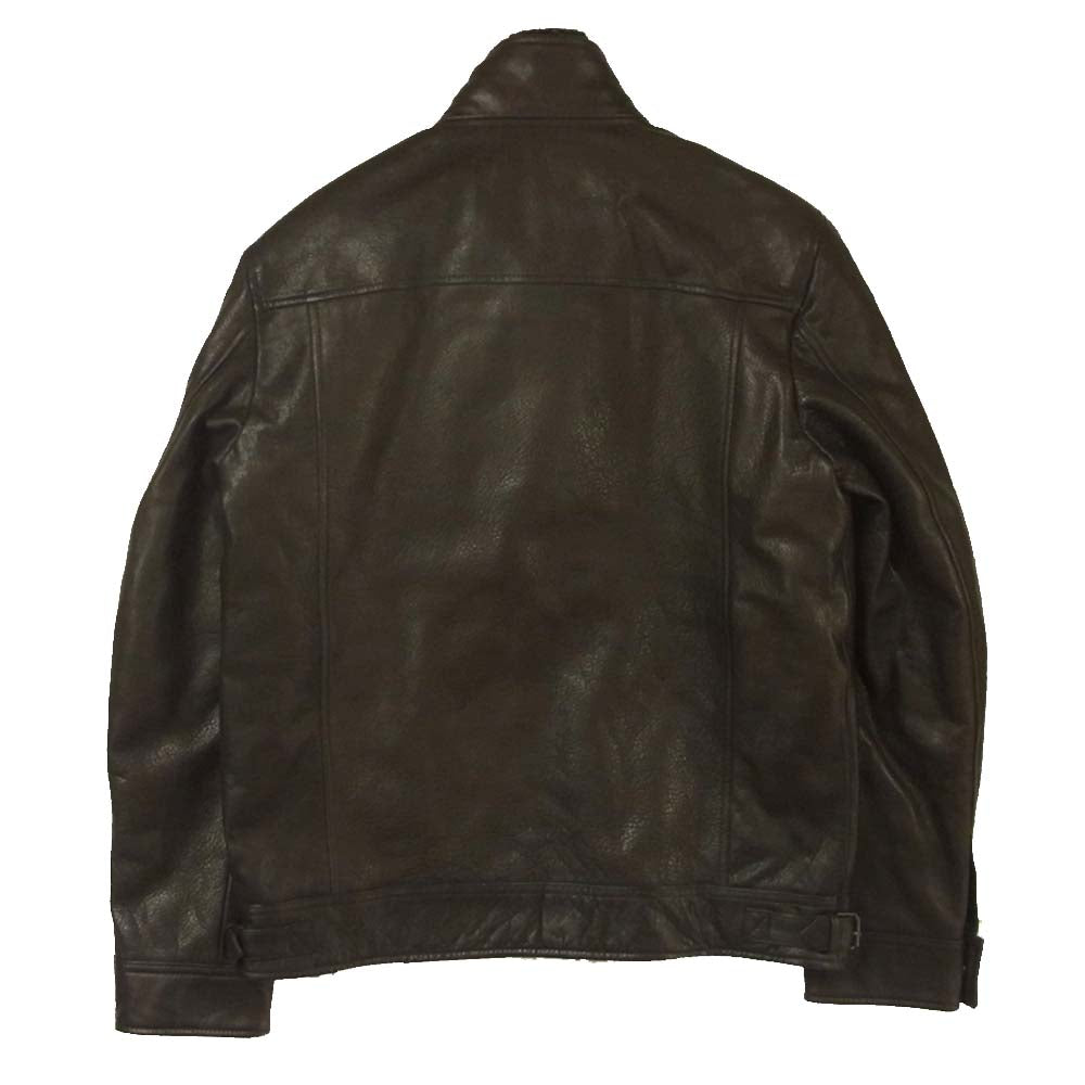 COLE HAAN コールハーン 襟ボア レザー ジャケット 牛革 ラムファー 中国製 ダークブラウン系 S【中古】