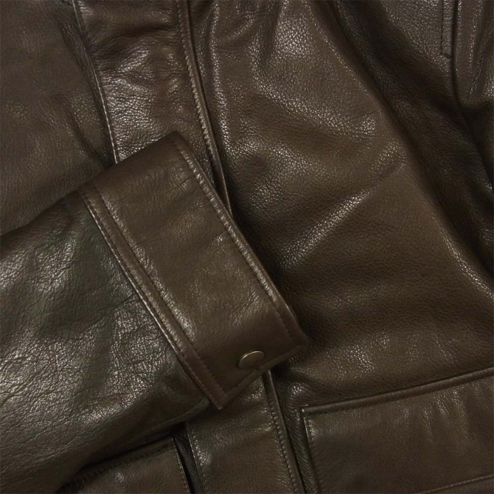 COLE HAAN コールハーン 襟ボア レザー ジャケット 牛革 ラムファー 中国製 ダークブラウン系 S【中古】