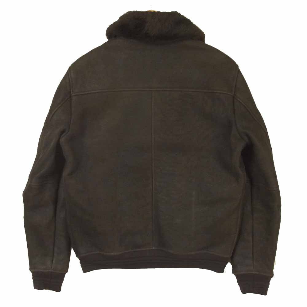 Dunhill ダンヒル 国内正規品 総ムートン ファー 毛皮 フライト ジャケット イタリア製 ダークブラウン系 S【中古】