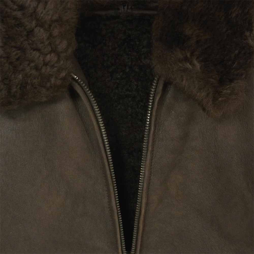 Dunhill ダンヒル 国内正規品 総ムートン ファー 毛皮 フライト ジャケット イタリア製 ダークブラウン系 S【中古】