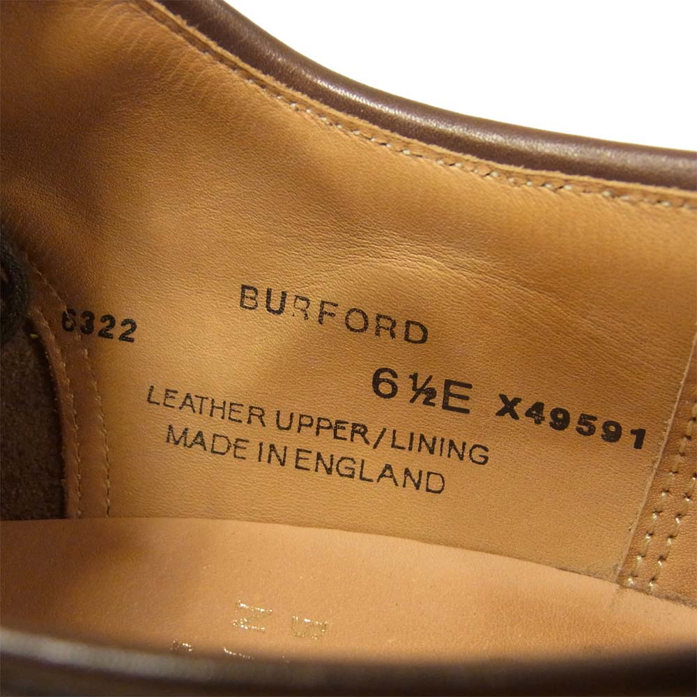クロケット&ジョーンズ BURFORD 外羽根 プレーントゥ レザー ドレス シューズ ブラウン系 6.5E【中古】