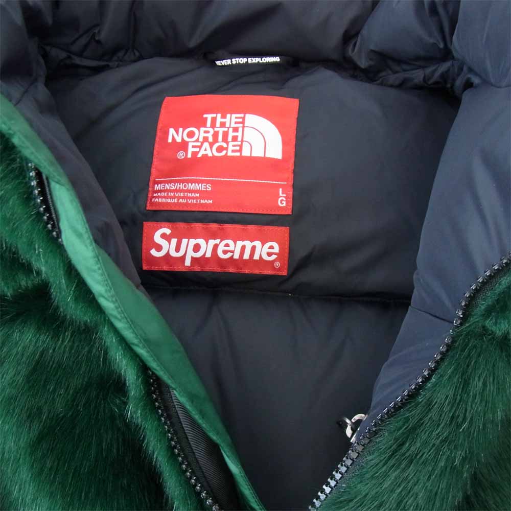 Supreme シュプリーム 20AW ND92001I × THE NORTH FACE ノースフェイス FUR NUPTSE JACKET ファー ヌプシ ジャケット グリーン系 L【新古品】【未使用】【中古】