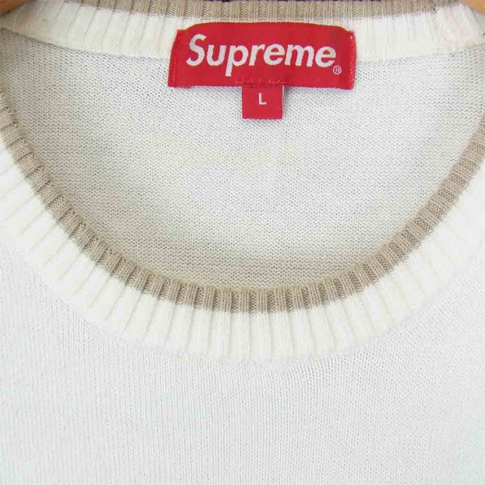 Supreme シュプリーム 20SS Chest Stripe Sweater チェスト ストライプ オフホワイト系 L【中古】