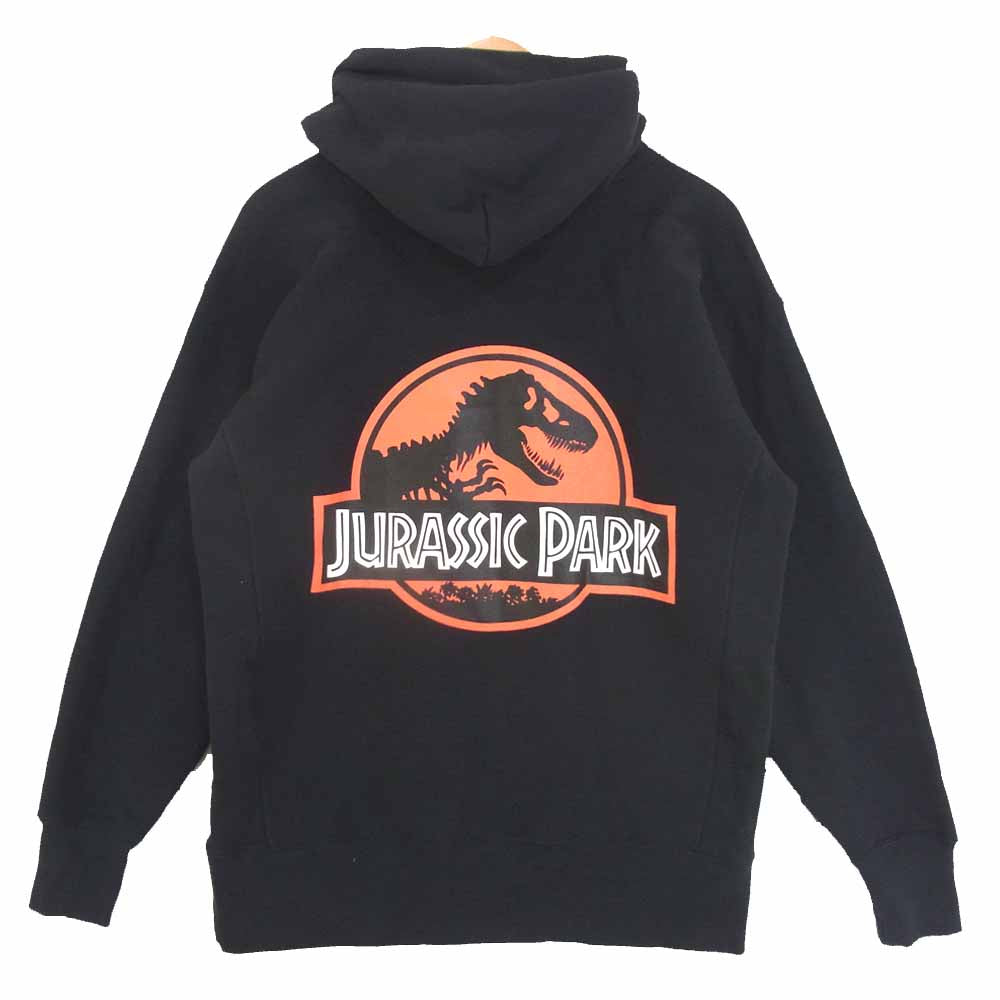 Champion チャンピオン × JURASSIC SERIES ジュラシックパーク 青タグ RW パーカー ブラック系 L【美品】【中古】