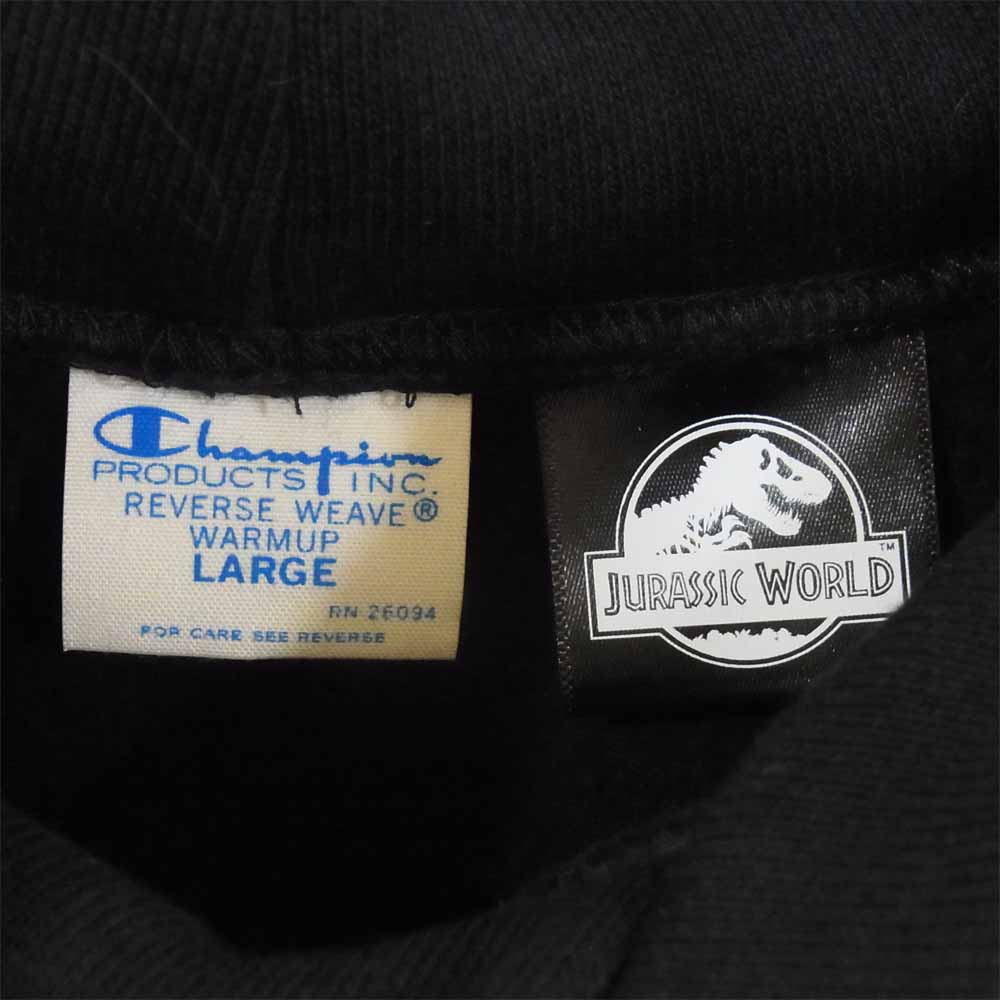 Champion チャンピオン × JURASSIC SERIES ジュラシックパーク 青タグ RW パーカー ブラック系 L【美品】【中古】