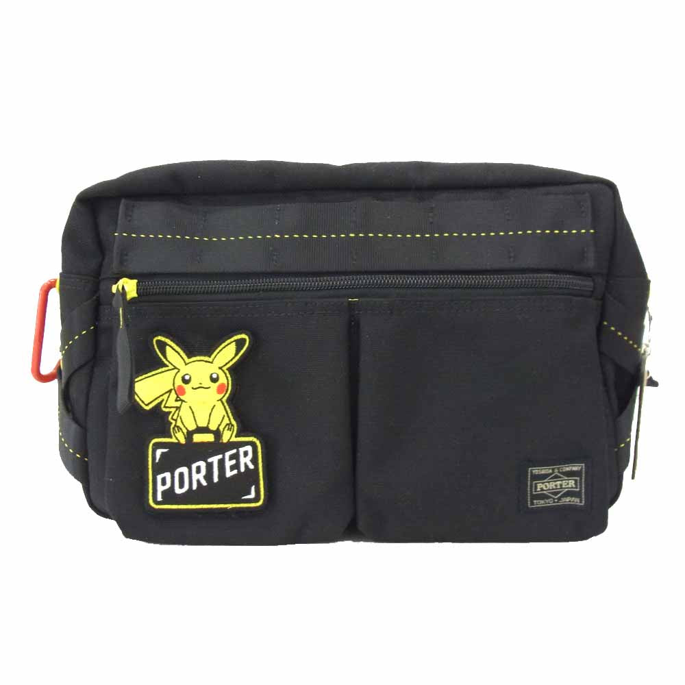 PORTER ポーター Pokemon ポケモン ピカチュウ ウエストバッグ ボディバッグ ブラック系【美品】【中古】