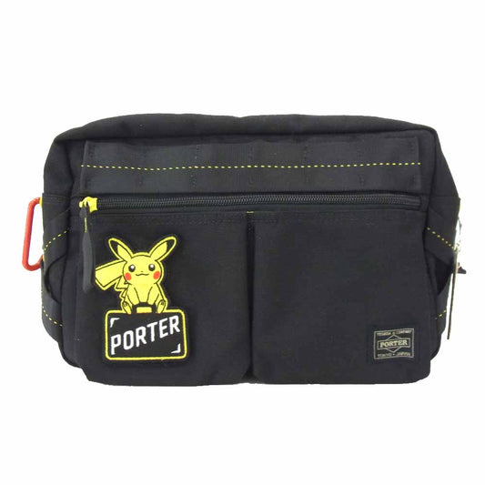 PORTER ポーター Pokemon ポケモン ピカチュウ ウエストバッグ ボディバッグ ブラック系【美品】【中古】