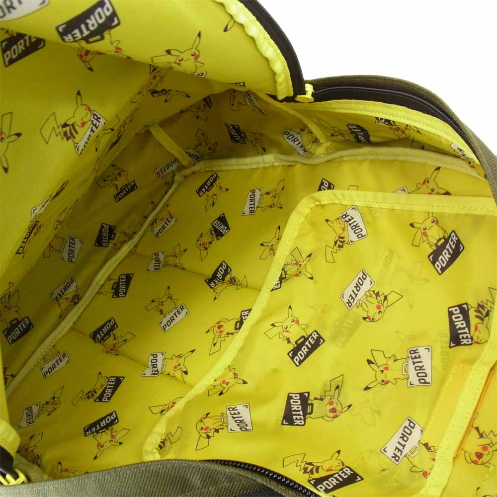 PORTER ポーター Pokemon ポケモン ピカチュウ デイパック リュック カーキ系【美品】【中古】