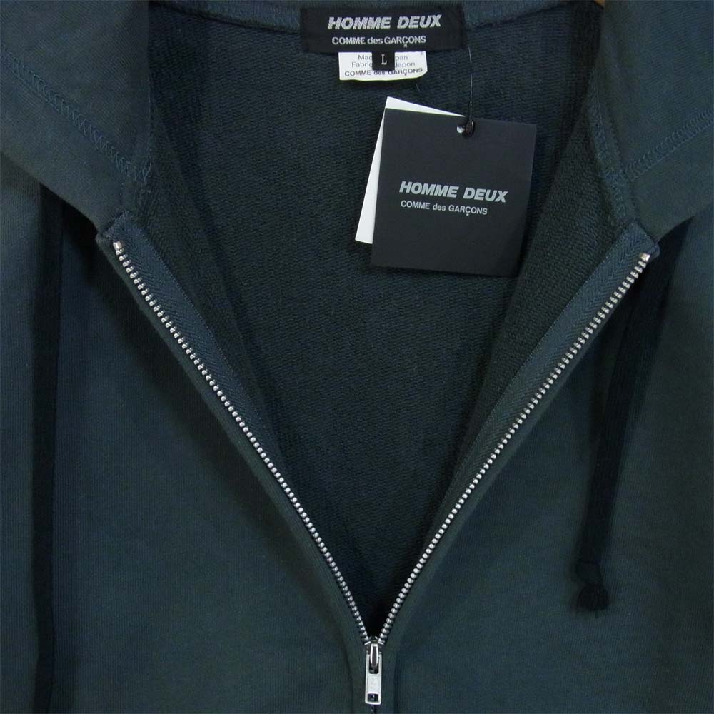 COMME des GARCONS HOMME DEUX コムデギャルソンオムドゥ 20AW DF-T009 袖切替 クレイジーパターン ジップアップ パーカー 緑青系 L【新古品】【未使用】【中古】