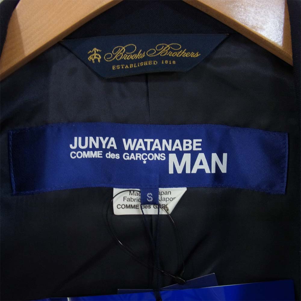 JUNYA WATANABE COMME des GARCONS MAN ジュンヤワタナベコムデギャルソンマン WF-J025 ×ブルックスブラザーズ BROOKS BROTHERS 20AW ライダース ドッキング レザー テーラード ジャケット 黒×ネイビー系 S【新古品】【未使用】【中古】