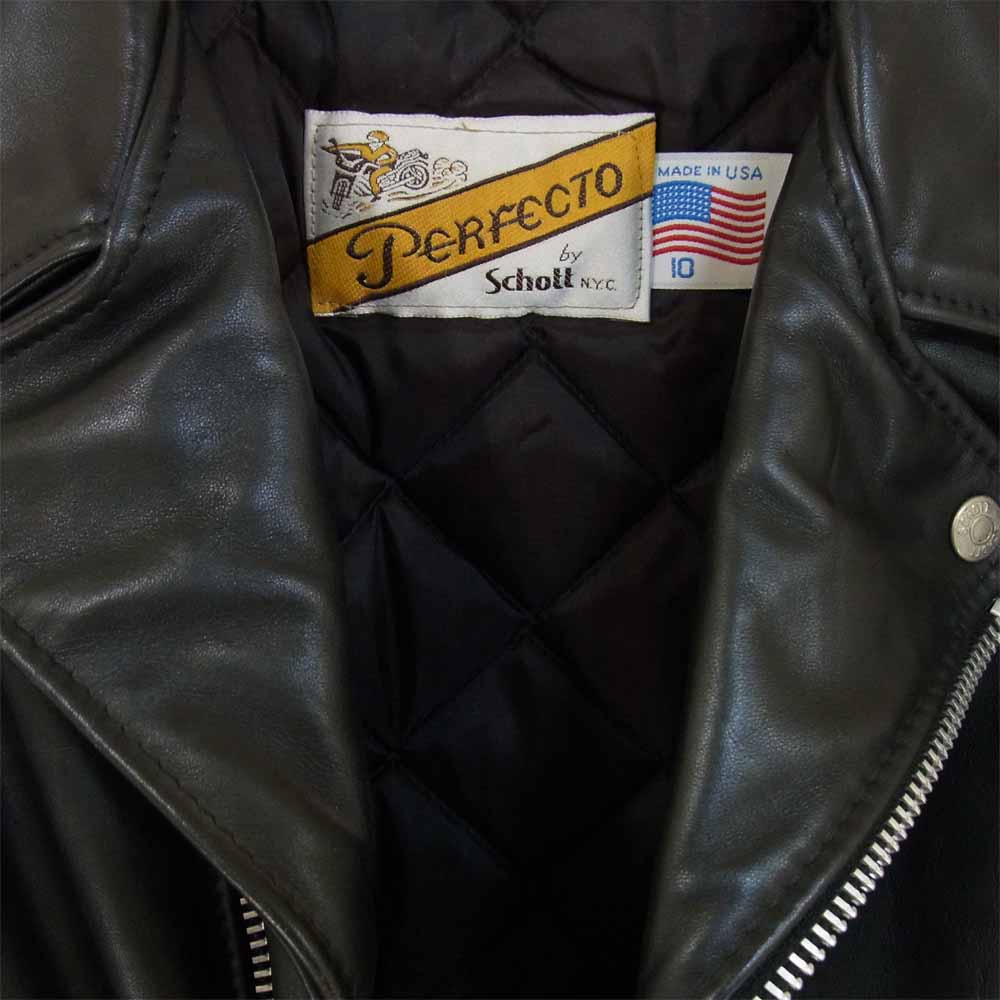 schott ショット ダブル ライダース レザー ジャケット USA製 ダブルライダース ブラック系 10【中古】