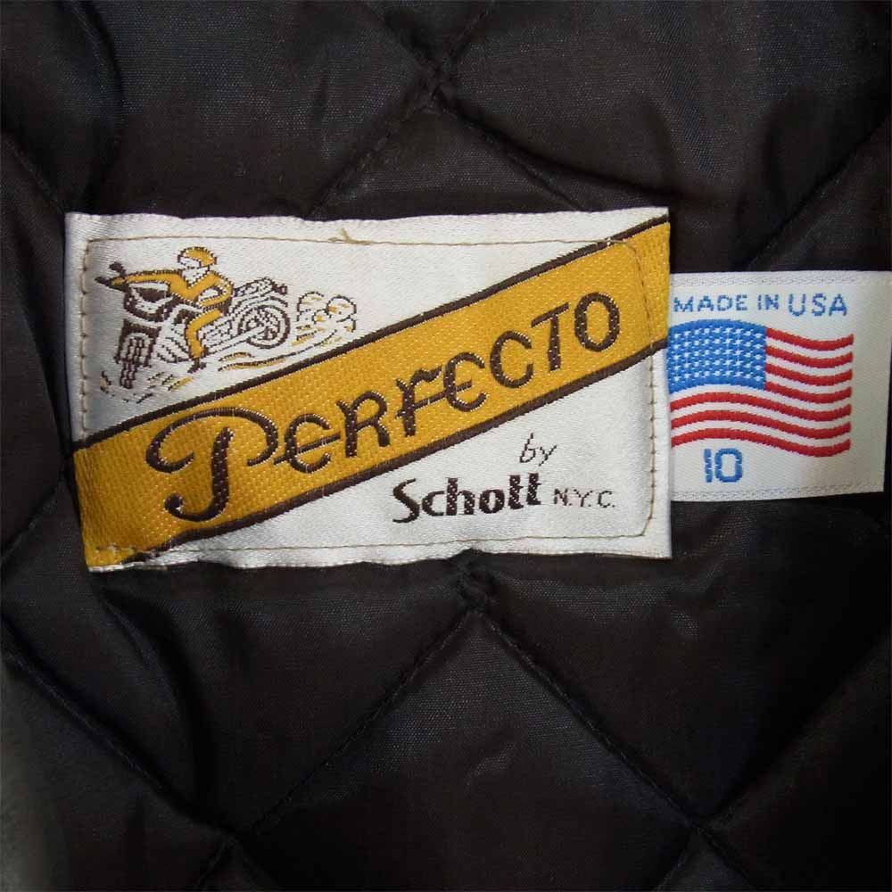 schott ショット ダブル ライダース レザー ジャケット USA製 ダブルライダース ブラック系 10【中古】