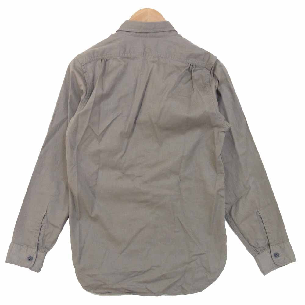 AT LAST アットラスト マチ付き ネコ目ボタン ワークシャツ 胸ポケット 長袖シャツ グレー系 14【中古】