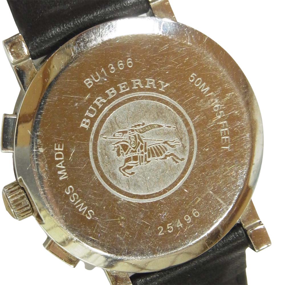 BURBERRY バーバリー BU1366 25496 ヘリテージ クロノグラフ 時計 レザー スイス製 ブラック系【中古】