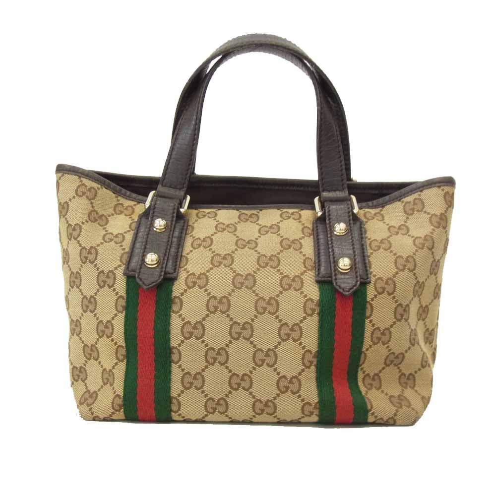 GUCCI グッチ 139261 GG柄 ミニ トート ハンド バック  ライトブラウン系【中古】