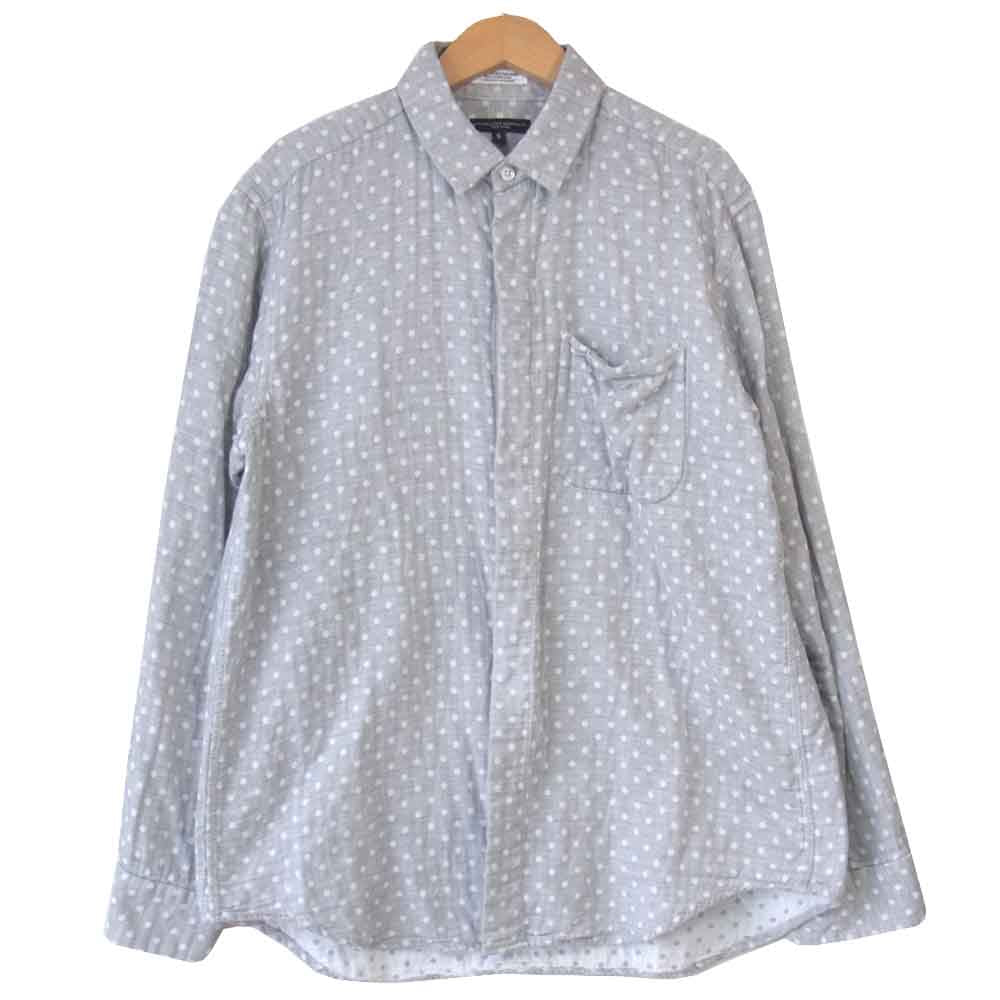Engineered Garments エンジニアードガーメンツ Short Collar Shirt ポルカ ドット ガーゼ ショートカラー シャツ グレー系 S【中古】