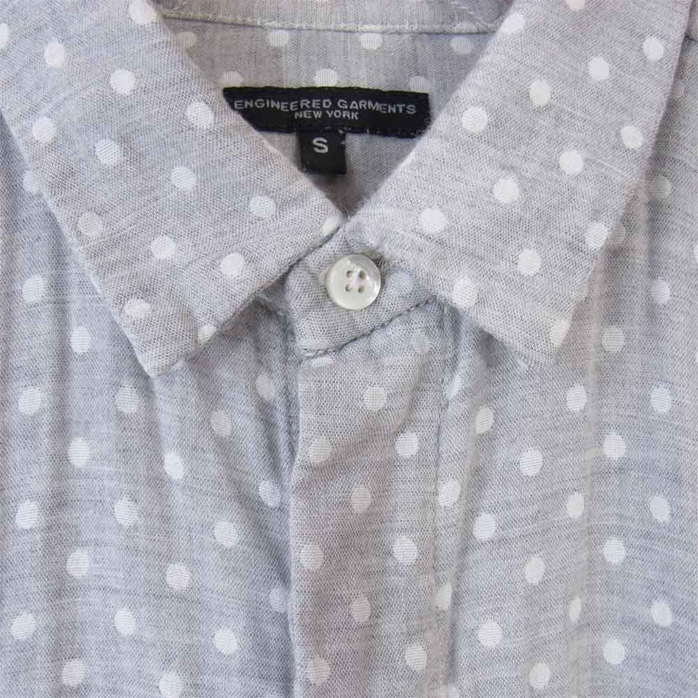 Engineered Garments エンジニアードガーメンツ Short Collar Shirt ポルカ ドット ガーゼ ショートカラー シャツ グレー系 S【中古】