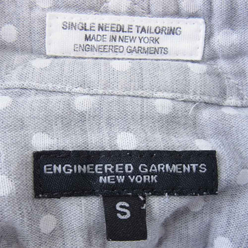 Engineered Garments エンジニアードガーメンツ Short Collar Shirt ポルカ ドット ガーゼ ショートカラー シャツ グレー系 S【中古】