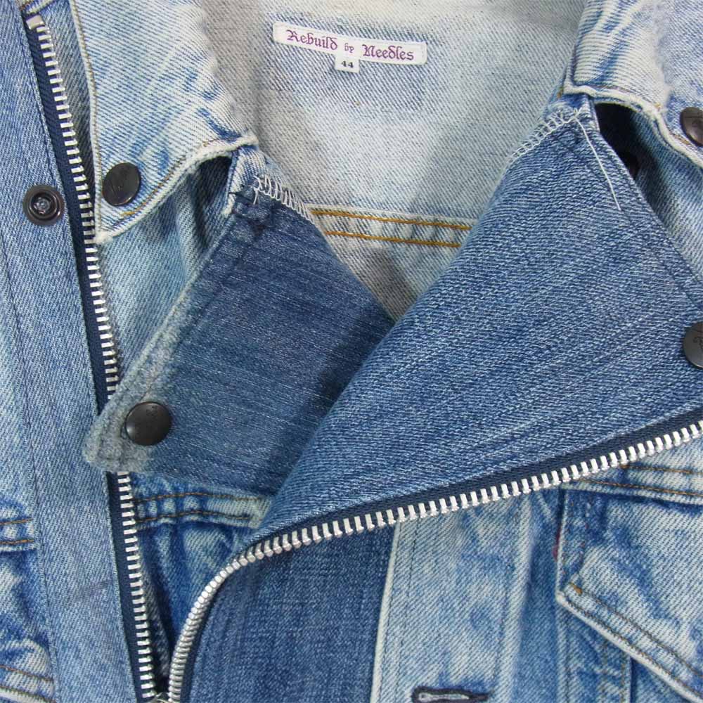 リビルドバイニードルズ 解体再構築 デニム ライダース ジャケット インディゴブルー系 44【美品】【中古】