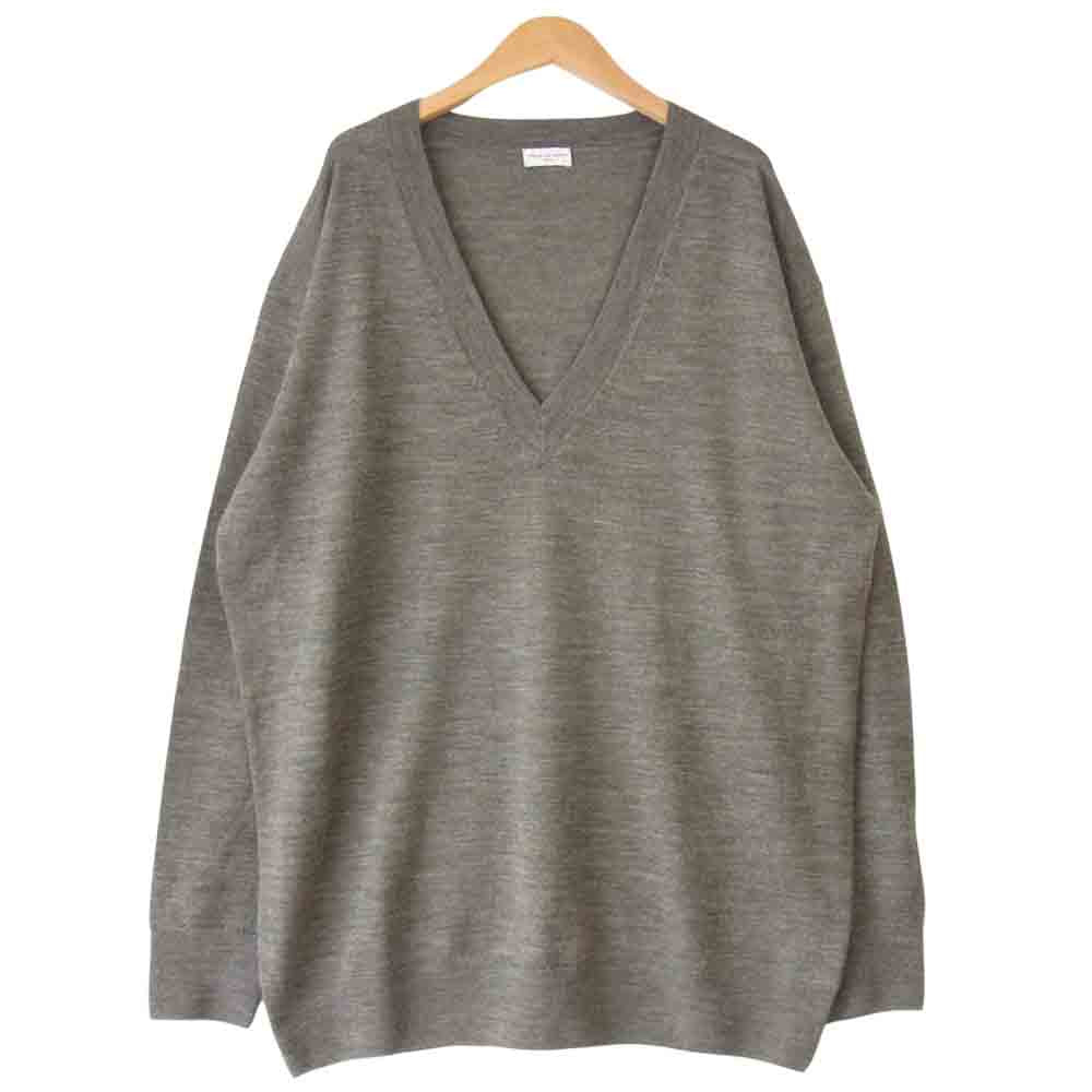 DRIES VAN NOTEN ドリスヴァンノッテン メリノウール Vネック ニット カーキ系 M【中古】