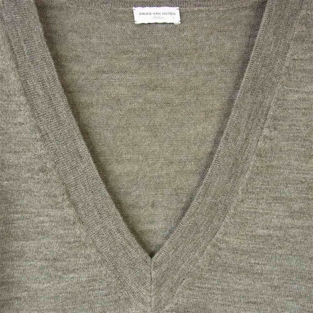 DRIES VAN NOTEN ドリスヴァンノッテン メリノウール Vネック ニット カーキ系 M【中古】