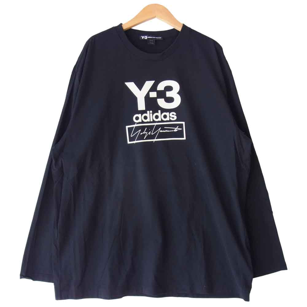Yohji Yamamoto ヨウジヤマモト Y-3 ワイスリー FJ0406 Stacked Logo Long Sleeve Tee ロゴプリント 長袖 Tシャツ ブラック系 XL【美品】【中古】
