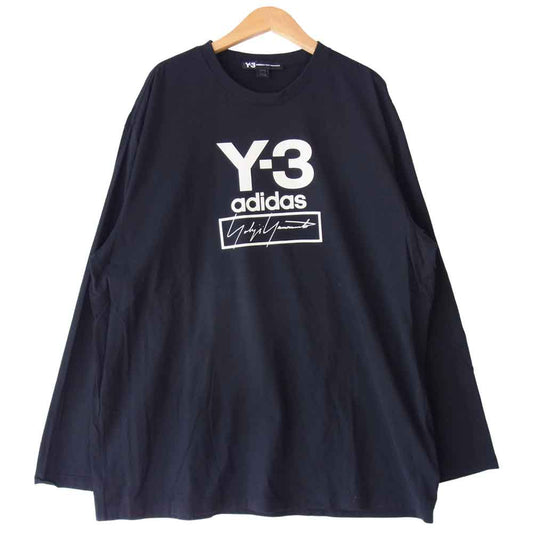 Yohji Yamamoto ヨウジヤマモト Y-3 ワイスリー FJ0406 Stacked Logo Long Sleeve Tee ロゴプリント 長袖 Tシャツ ブラック系 XL【美品】【中古】