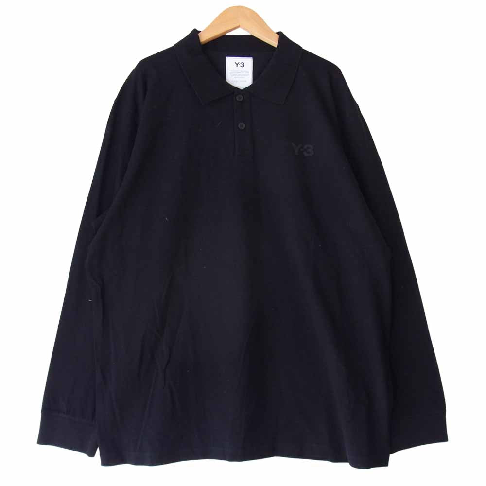 Yohji Yamamoto ヨウジヤマモト Y-3 ワイスリー GK4553 M CLASSIC PIQUE LS POLO クラシック ロゴ 長袖 ポロシャツ ブラック系 XL【美品】【中古】