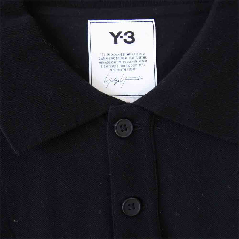 Yohji Yamamoto ヨウジヤマモト Y-3 ワイスリー GK4553 M CLASSIC PIQUE LS POLO クラシック ロゴ 長袖 ポロシャツ ブラック系 XL【美品】【中古】
