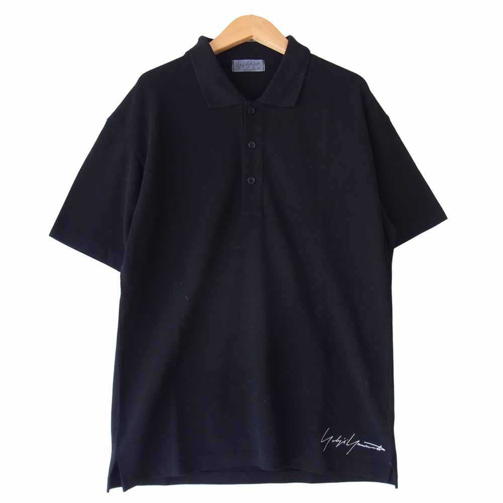 Yohji Yamamoto ヨウジヤマモト POUR HOMME プールオム HW-T80-550 18SS シグネチャー ロゴ ポロシャツ ブラック系 4【美品】【中古】