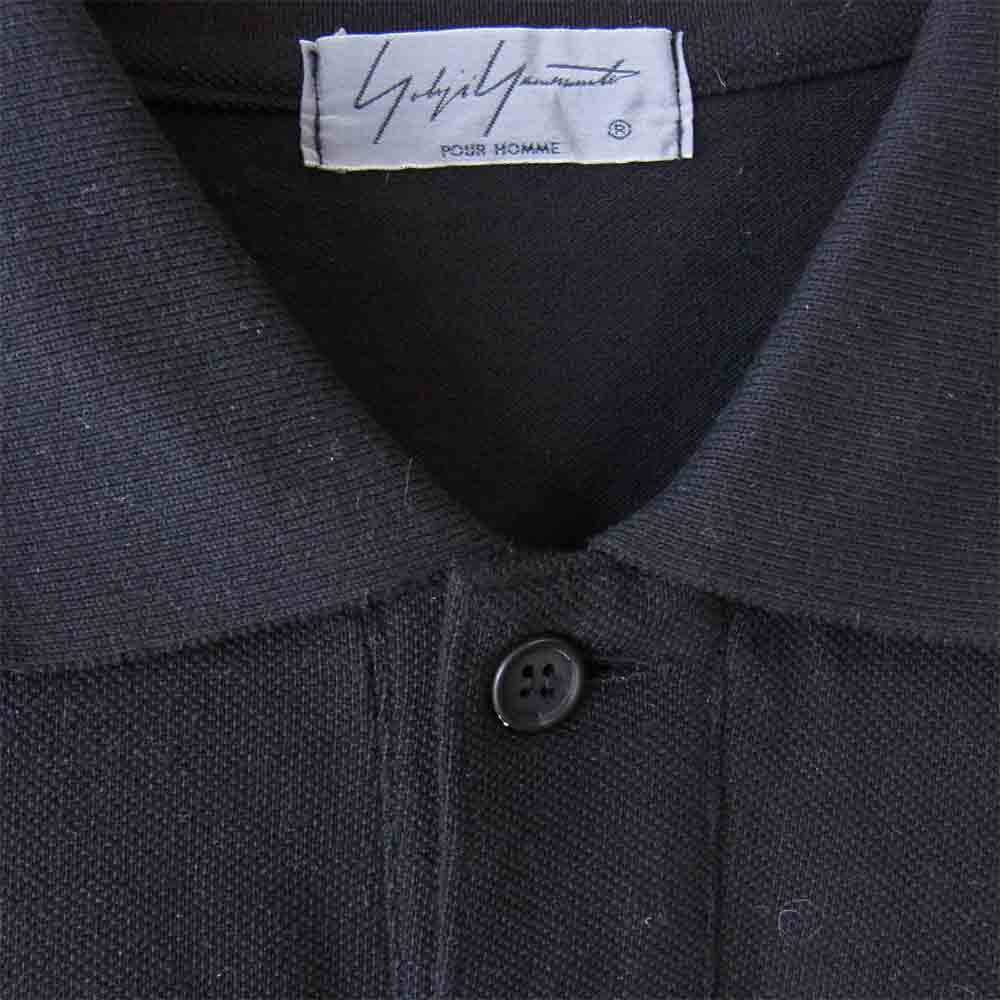 Yohji Yamamoto ヨウジヤマモト POUR HOMME プールオム HW-T80-550 18SS シグネチャー ロゴ ポロシャツ ブラック系 4【美品】【中古】