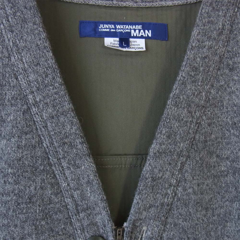 JUNYA WATANABE COMME des GARCONS MAN ジュンヤワタナベコムデギャルソンマン 20AW WF-T025 バックタイガーカモ ドッキング カーディガン グレー系 L【美品】【中古】