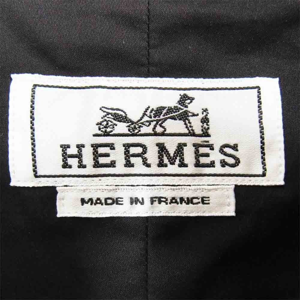 HERMES エルメス 国内正規品 ハーフジップ プルオーバー 半袖シャツ ブラック系 44【美品】【中古】