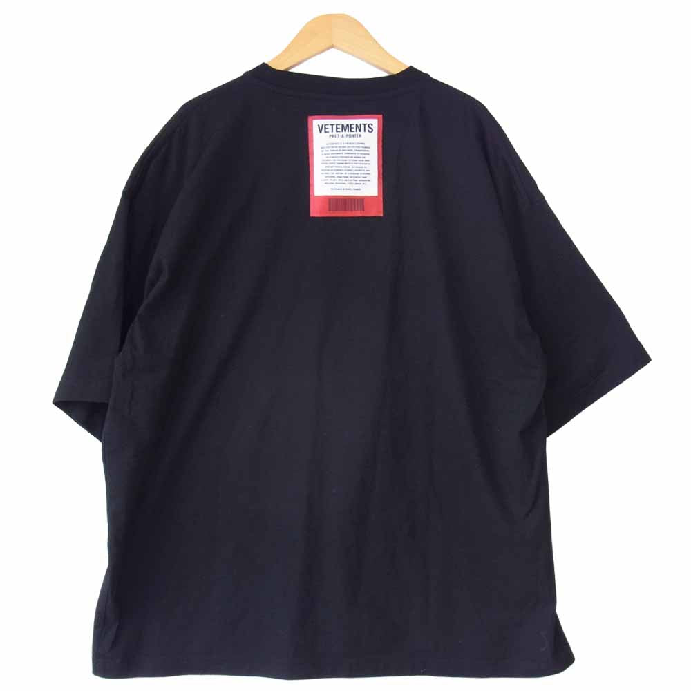 VETEMENTS ヴェトモン UE51TR540B 国内正規品 LOGO PATCH T-SHIRT ロゴ パッチ プリント Tシャツ ブラック系 M【美品】【中古】