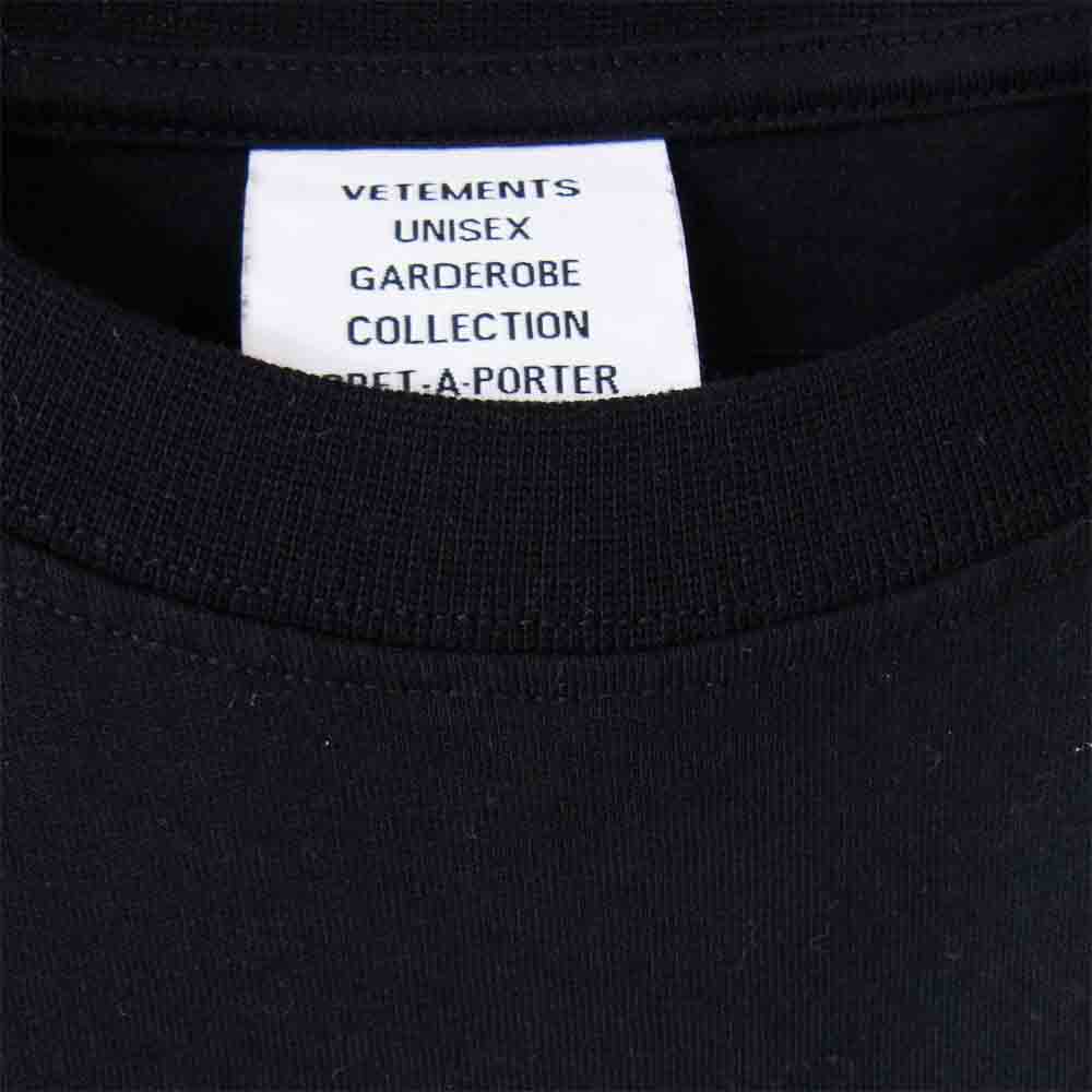 VETEMENTS ヴェトモン UE51TR540B 国内正規品 LOGO PATCH T-SHIRT ロゴ パッチ プリント Tシャツ ブラック系 M【美品】【中古】