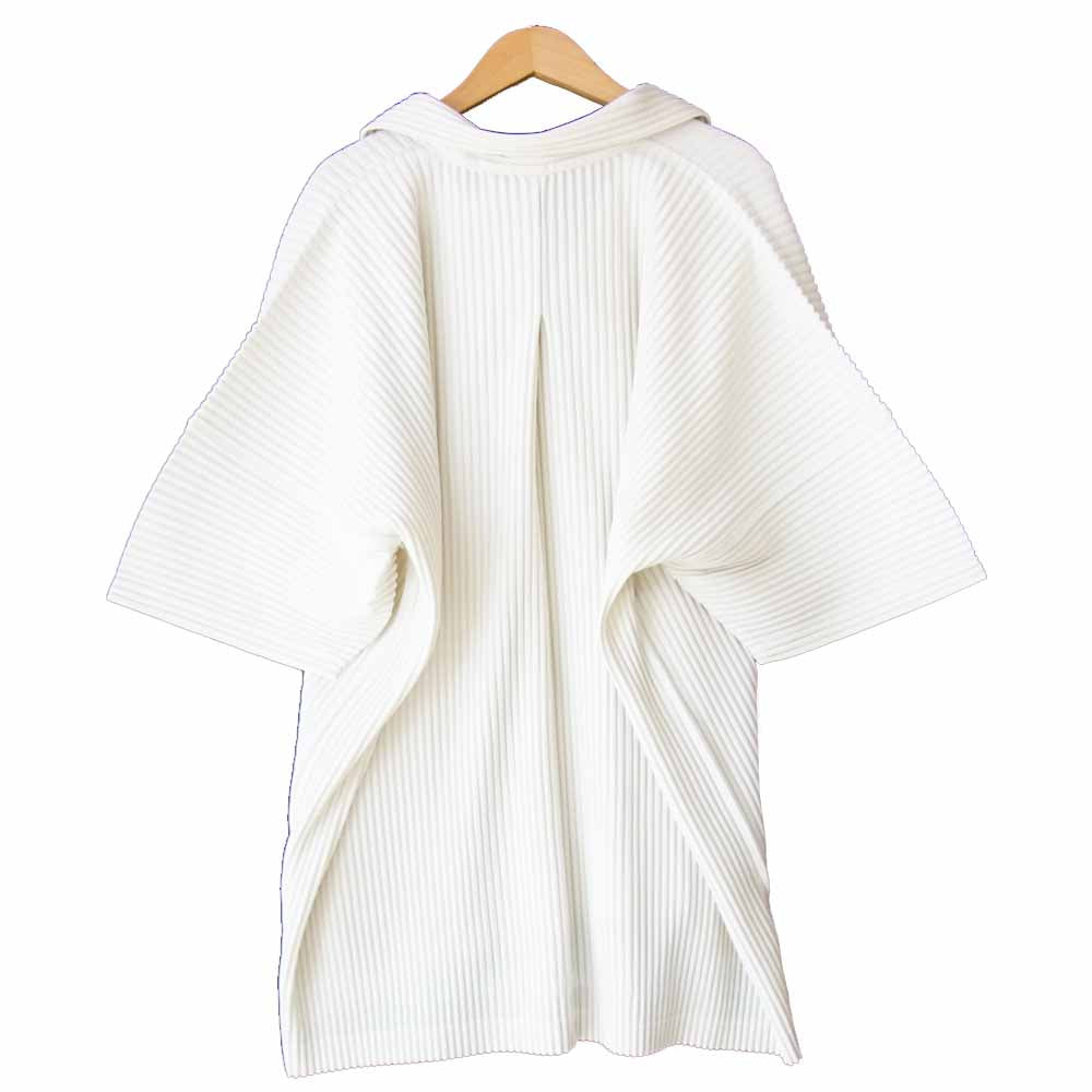 ISSEY MIYAKE イッセイミヤケ HOMME PLISSE オムプリッセ HP08-JJ106 プリーツ加工 半袖シャツ オフホワイト系 4【美品】【中古】