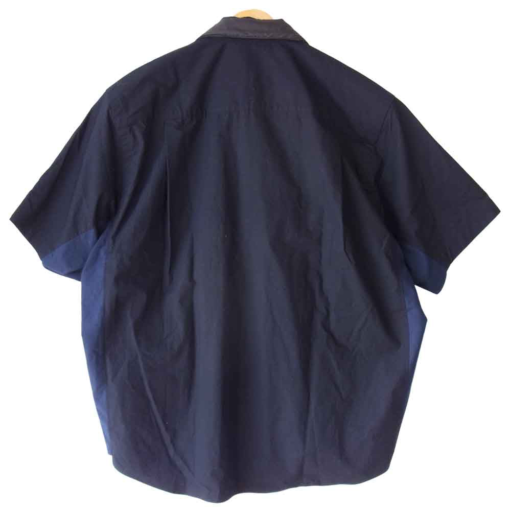 Sacai サカイ 20SS 20-02307M SHORT SLEEVE POPLIN SHIRT ショートスリーブ ポプリン 半袖シャツ  紺×黒 3【美品】【中古】