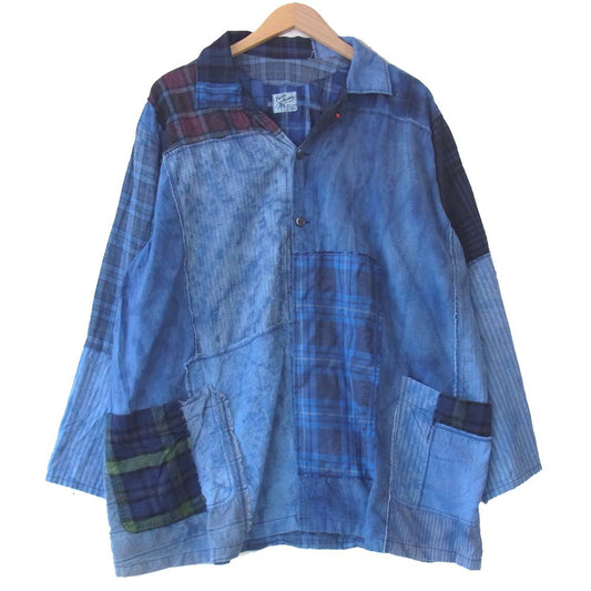 PORTER CLASSIC ポータークラシック H/W NEL MEN’S JACKET ハンドワーク ネル リメイク パッチワーク ジャケット ブルー系 4【美品】【中古】