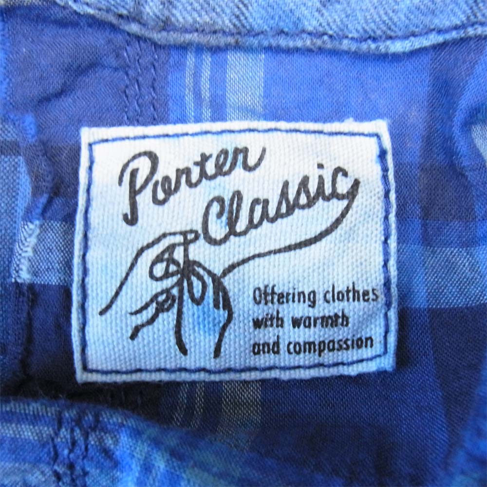 PORTER CLASSIC ポータークラシック H/W NEL MEN’S JACKET ハンドワーク ネル リメイク パッチワーク ジャケット ブルー系 4【美品】【中古】