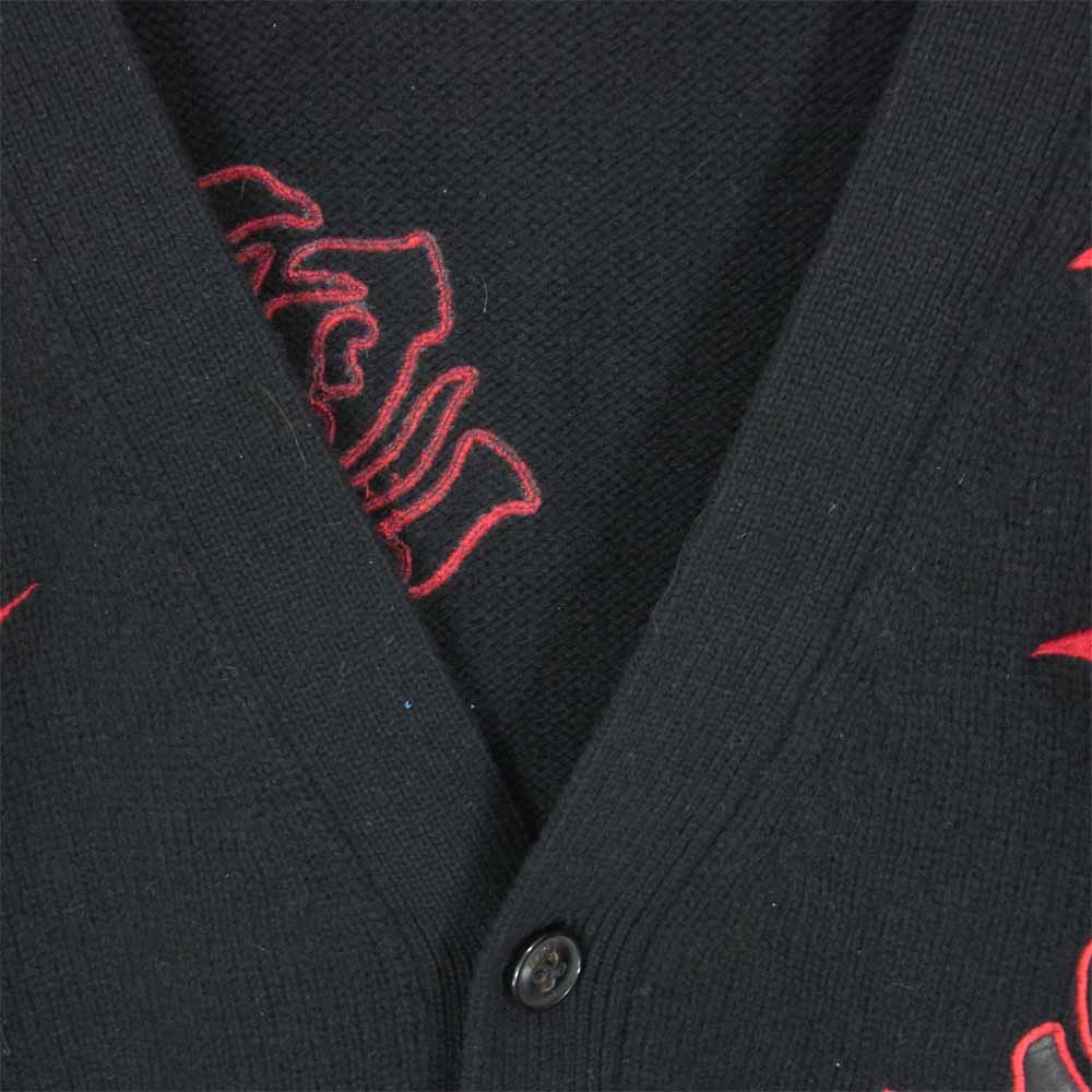 アミリ 18AW MKCAR-ROS Rose Embroidered Cardigan レザーパッチ ローズ刺繍 カシミヤ カーディガン ブラック系 L【中古】