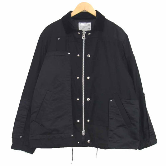 Sacai サカイ 20-02526M Fabric Combo Blouson ファブリック コンボ ブルゾン 異素材切替 ジャケット ブラック系 2【美品】【中古】