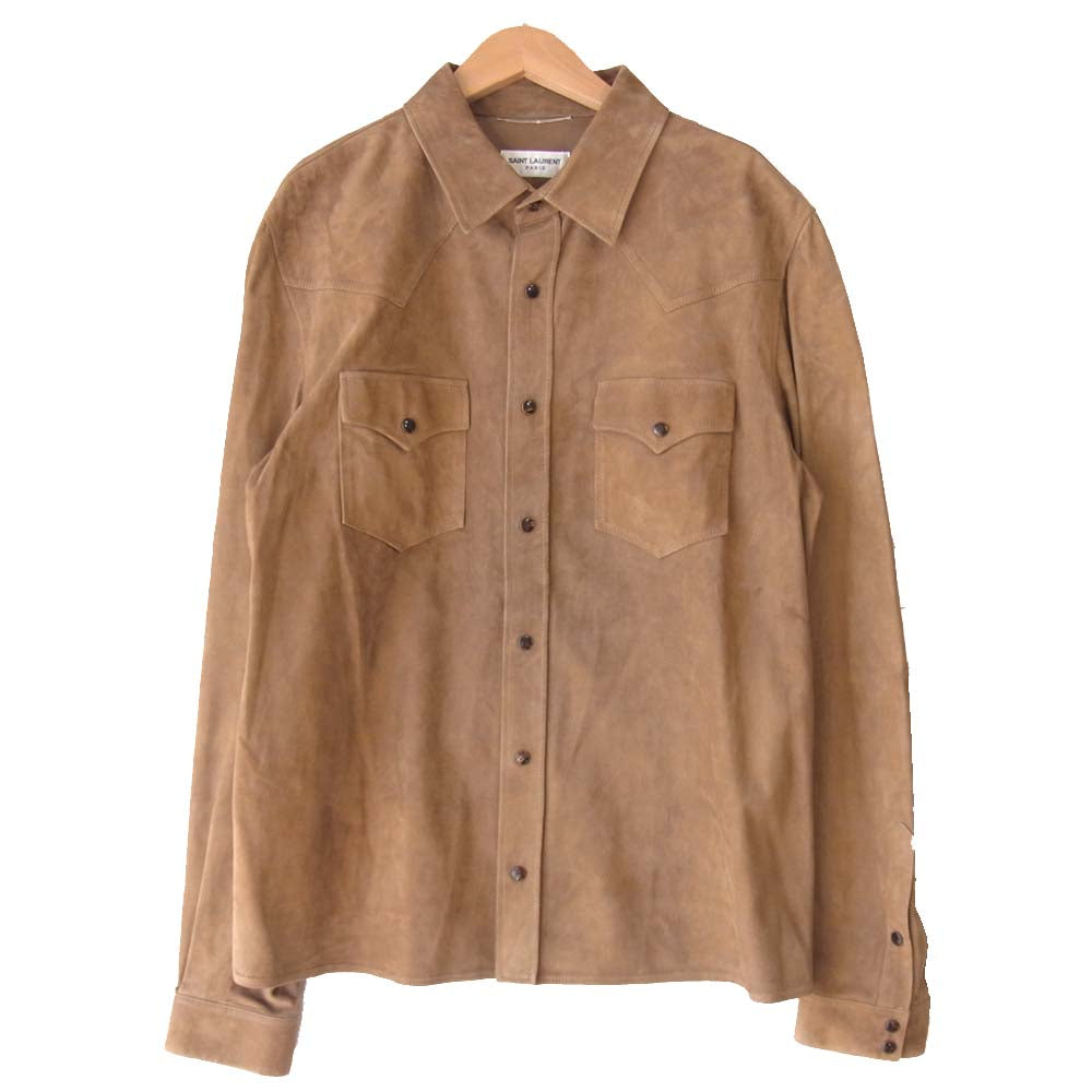 SAINT LAURENT サンローラン 504921 YC2LW ヌバック スエード レザー シャツ ジャケット ベージュ系 56【中古】