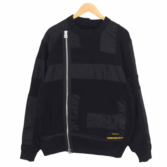 Sacai サカイ 21SS 21-02453M ニット切替 ライダース ジャケット ブラック系 2【美品】【中古】