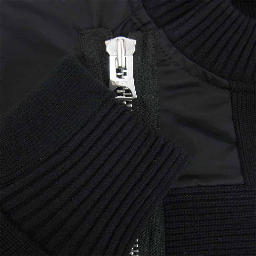 Sacai サカイ 21SS 21-02453M ニット切替 ライダース ジャケット ブラック系 2【美品】【中古】