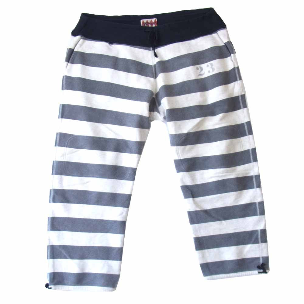 WEIRDO ウィアード WRD-13-AW-10 囚人プリズナー パンツ ボーダー柄 スウェット 白×グレー XL【中古】
