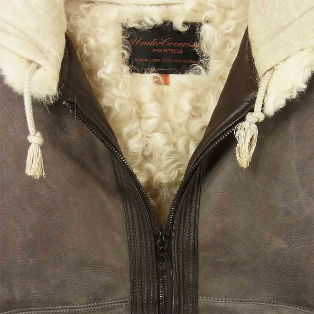 UNDERCOVER アンダーカバー 05AW 5A262-B12  arts&crafts期 リアルムートン レザー ジャケット グレイッシュブラウン系 2【中古】